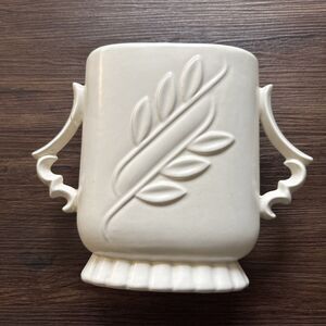 Vintage Red Wing Pottery #1174 Double Handle Embossed Vase Retro Cottage Granny